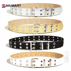 AN.MART Phong Cách Punk Ngôi Sao Hai Dây Thắt Lưng Dây Đeo Eo Rỗng Ra Da Pu Quần Jean Trang Trí Thời Trang Dây Thắt Lưng VN