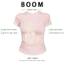 BOOM Áo Baby Tee Nữ Cotton Ôm Body-Áo Thun Ngắn Tay Y2K In Hình PhongCách Mùa Hè, Cổ Tròn Hàng Đầucách hàn quốc phong003