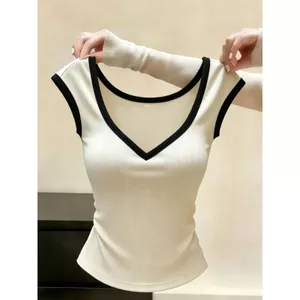 Áo thun ngắn tay ngắn tay bằng lụa băng siêu đẹp dành cho nữ mùa hè Phong cách mới Slim-