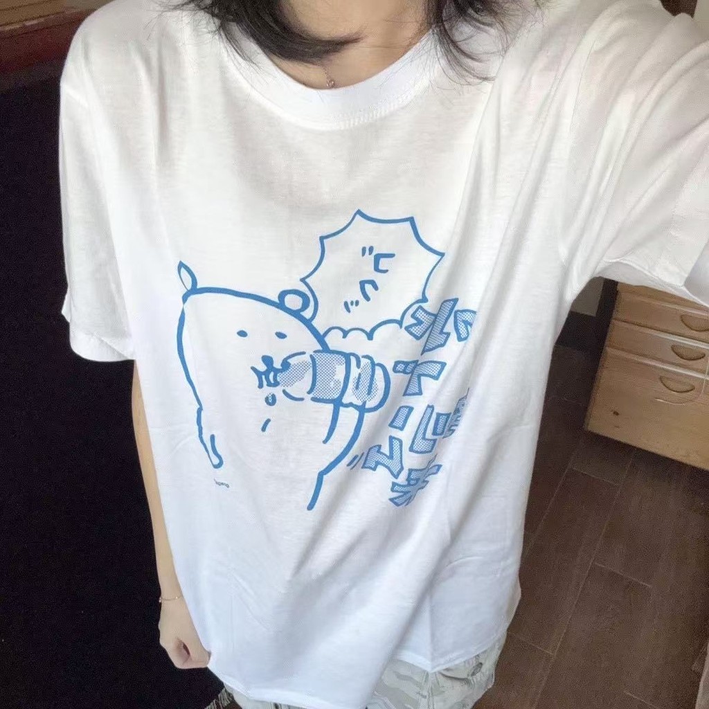 （Giao hàng 24h）Angela Áo thun ngắn tay in hình Chiikawa 100% Cotton