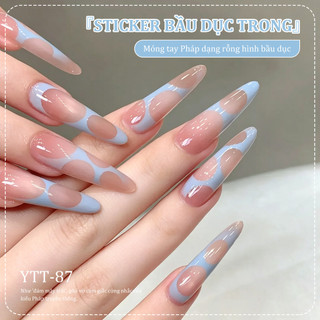 Miss Gooey Hình dán trang trí móng tay hình bầu dục trong suốt rỗng hình dán tròn phun sơn hình dán trang trí móng tay trong suốt rỗng dạng dán hai trong một.