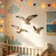 Bộ 3 trang trí nghệ thuật treo tường bằng gỗ sáng tạo 2D Seagull phẳng / Trang trí tường thiên nga cho phòng ngủ Phòng khách và hơn thế nữa
