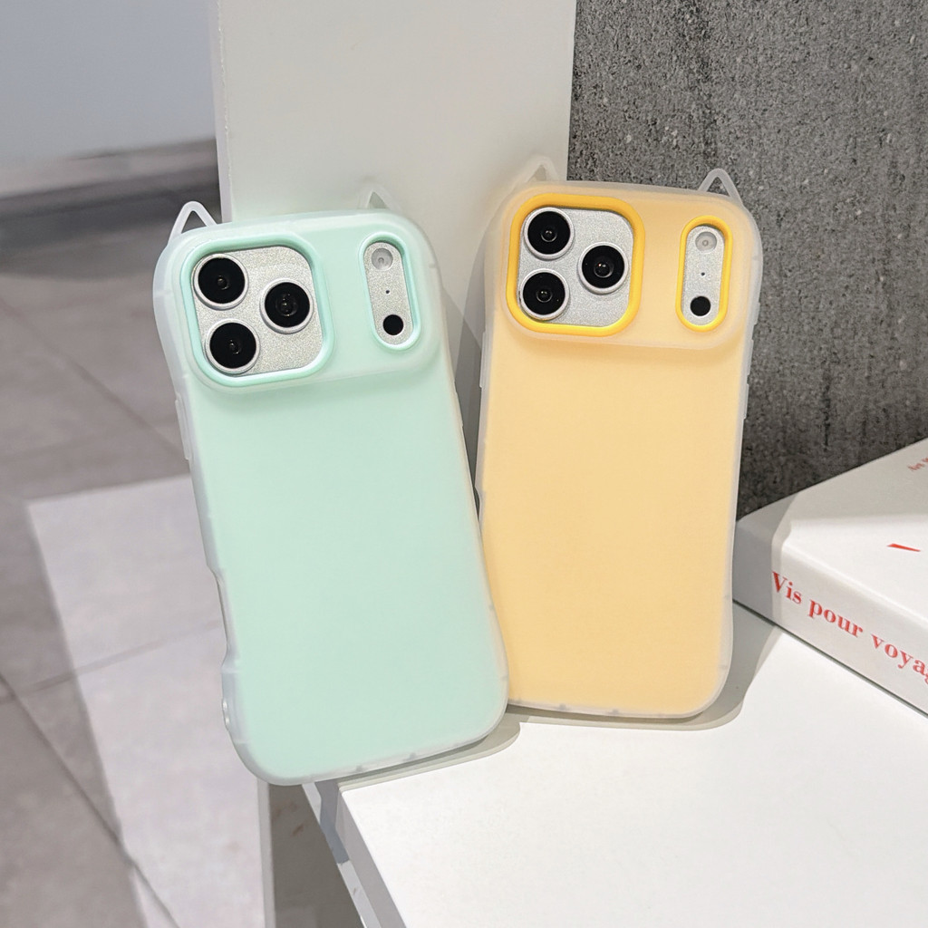 Ốp điện thoại tai mèo màu kẹo cho iPhone 17 Pro Max 17 16 15 14 13 12 11 Vỏ bảo vệ chống sốc