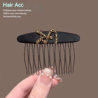 Nhật Bản Nhật Bản Hàn Quốc Phong Cách Mới Retro Kim Loại Chữ Lược Tóc Nữ Đen Gãy Tóc Tidy-up Dụng Cụ Tiện Dụng Cảm Giác Cao Cấp Chèn Lược Kẹp Tóc Phụ Kiện Tóc