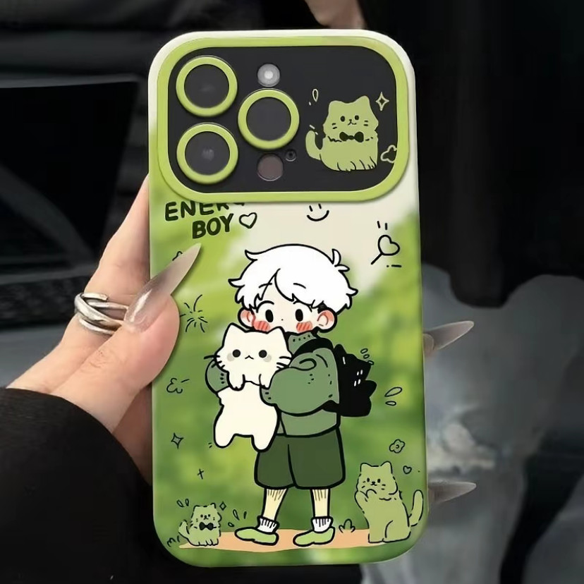 Ốp lưng in hình mèo dễ thương chống va đập cho iPhone 17/16/15/14/13/12/11 Pro Max/X/XR