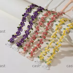 Dây đeo vai CAST, Dây đeo áo ngực hoa có thể điều chỉnh có thể tháo rời, Dây đeo vai hoa Polyester co giãn mềm mại Váy dự tiệc cưới