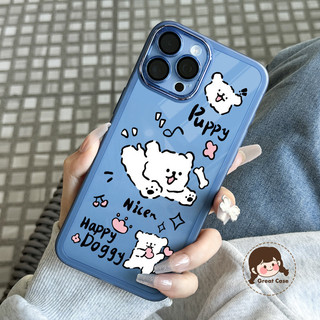 Ốp Điện Thoại Trong Suốt Chú Chó Con Dễ Thương Cho iPhone Air 17 Pro Max 16E 16 Pro Max 15 14 Plus 15 14 13 12 Pro Max Vỏ Hoạt Hình Có Ống Kính Khung Mờ Ốp Lưng Mềm