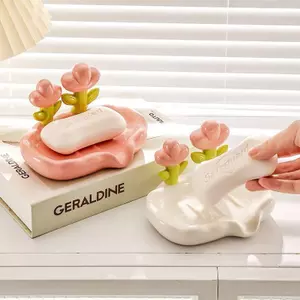 ECK Sáng Tạo Hoa Hộp Xà Phòng Thoát Nước Chống Trơn Trượt Xà Phòng Đĩa Phụ Kiện Phòng Tắm Biển Trắng Xà Phòng Để Tắm Gia Đình HOT