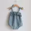 Áo liền quần phong cách sáng tạo cho bé Nhật Bản vải lanh Cotton xù áo liền quần mùa hè