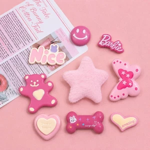 Set Charm Barbie Kẹo Hồng Sweet Heart Gấu Bông Ngôi Sao Bướm Hồng Pastel Dễ Thương Phong Cách Công Chúa