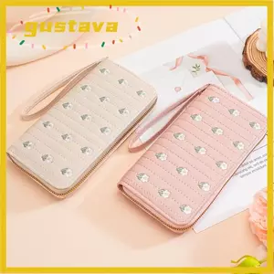 Ví dài nữ GUSTAVA, Khe cắm nhiều thẻ Ví da thêu hoa, Túi ly hợp dung tích lớn có dây kéo Thời trang nữ