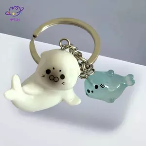 HFTOY 1 / 2 / 4 Cái Hoạt Hình 3D Dạ Quang Biển Sư Tử Móc Khóa Túi Động Vật Dễ Thương Mặt Dây Chuyền Trang Trí Móc Chìa Khóa Ô Tô Quà Tặng Cặp Đôi ~