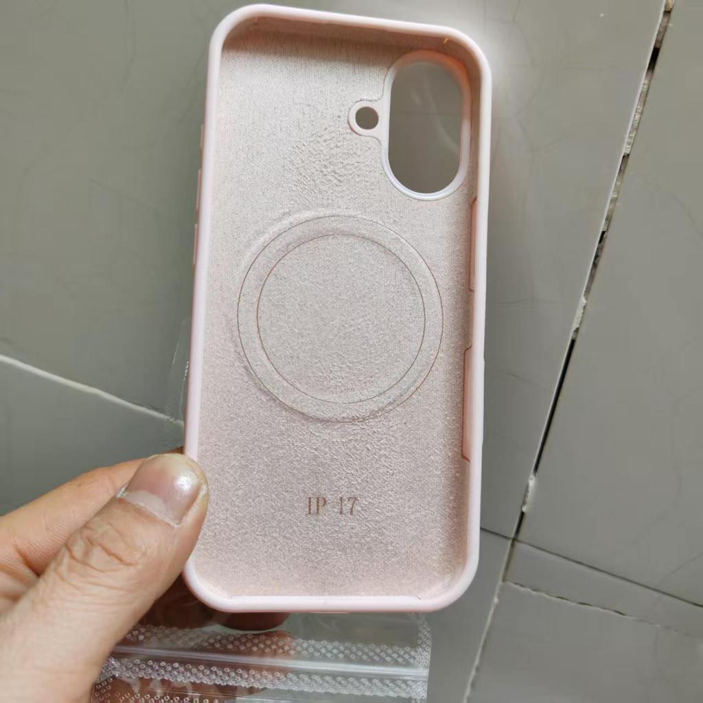 Ốp lưng TPU Tương thích với iPhone 13 14 14Pro 14ProMax 15 15Pro 15ProMax 16 16Pro 16ProMax 17 17Pro 17ProMax Vỏ nam châm họa tiết chấm bi màu hồng