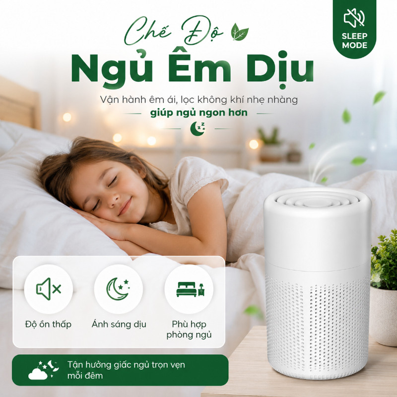 Máy Lọc Không Khí Mini Cao Cấp, Lọc Bụi Mịn Khử Mùi, Diệt Khuẩn Tạo Ion Âm Cho Không Gian Sống Trong Lành