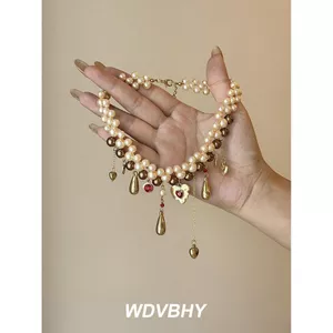 Vintage Vàng Tình Yêu Baroque Ngọc Trai Vòng Cổ Nữ Công Nghiệp Nặng Cá Tính Nhiều Lớp choker Vòng Cổ Xương Đòn Dây Chuyền 2026-6-8