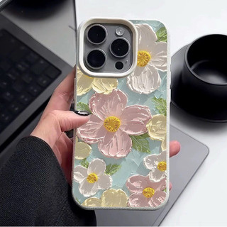 Ốp Lưng Samsung Galaxy S26 Ultra S26FE S25 S24 Plus A37 A57 A56 A27 M56 M55 M15 Da PU Nghệ Thuật Tranh Sơn Dầu Hoa Mềm Mờ Bao