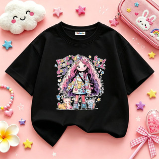 Áo thun bé gái áo phông cộc tay cổ tròn siêu xinh chất cotton mềm nhẹ thoáng mát cho bé 1-10 tuổi