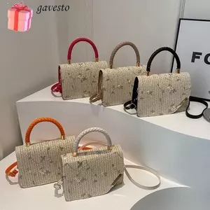 Túi dệt cỏ GAVESTO, Túi rơm dung tích lớn mây, Túi xách bện thủ công thời trang Bohemian dành cho nữ bé gái