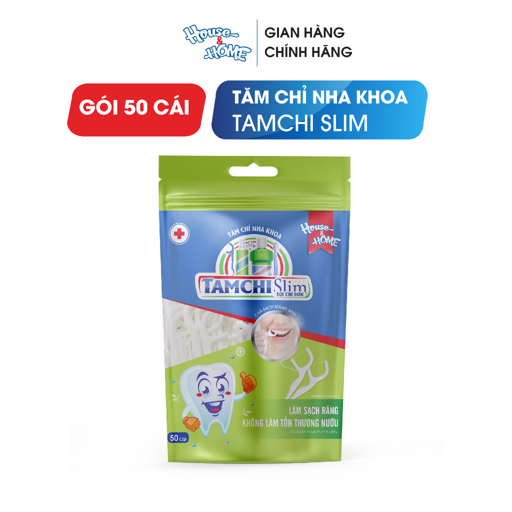 Tăm Chỉ Nha Khoa TAMCHI Slim Sợi Chỉ Đơn gói 50 cái TCSL001 Lựa Chọn Hoàn Hảo Cho Sức Khỏe Răng Miệng Hàng Chính Hãng