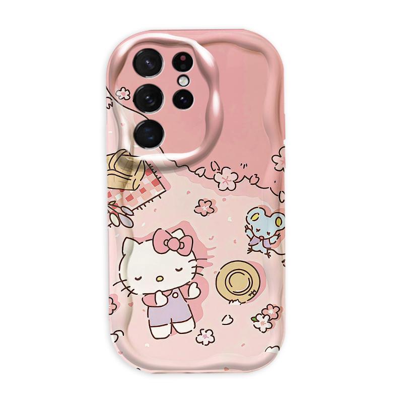 Thích hợp cho Samsung S20 S21 S22 S23 S24 S25 S26 + FE Plus Ultra 3D Bảo vệ TPU mềm Phim hoạt hình Kitty Nữ Vỏ điện thoại chống sốc
