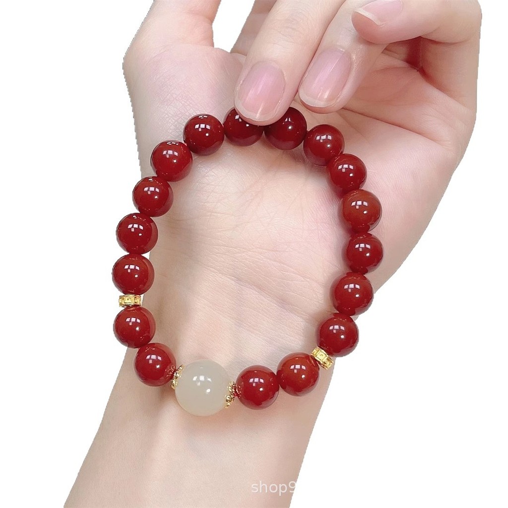 Vòng tay mã não đỏ tự nhiên dành cho nữ Vòng tay hạt ngọc bích tự nhiên 10mm