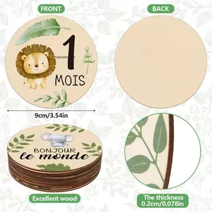 13 Chiếc Chủ Đề Động Vật Pháp Cho Bé Thẻ Cột Mốc Hàng Tháng Ký Hai Mặt Bằng Gỗ Thông Báo Cho Bé Sơ Sinh Mileston Hàng Tháng [VN]