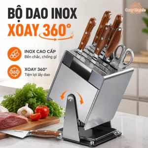kệ cài dao thép chống gỉ khay hứng nước xoay tiện lợi tiết kiệm không gian bếp sạch sẽ bền bỉ