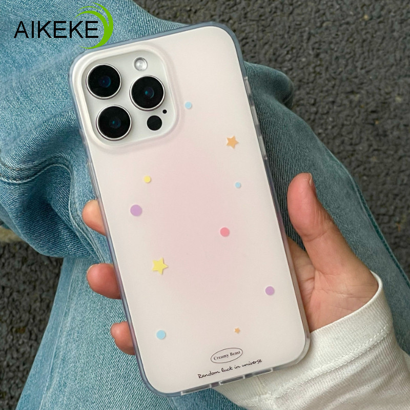 Vỏ Màu Hồng Ngôi Sao Dễ Thương Cho Realme C85 Pro C75 C75x C73 C71 C67 C65 C65s C63 C61 C55 C53 C51 C51s C35 C33 C31 C30 C30s 4G 5G Vỏ Chấm Bi Đơn Giản Vỏ Điện Thoại Bóng Trắng