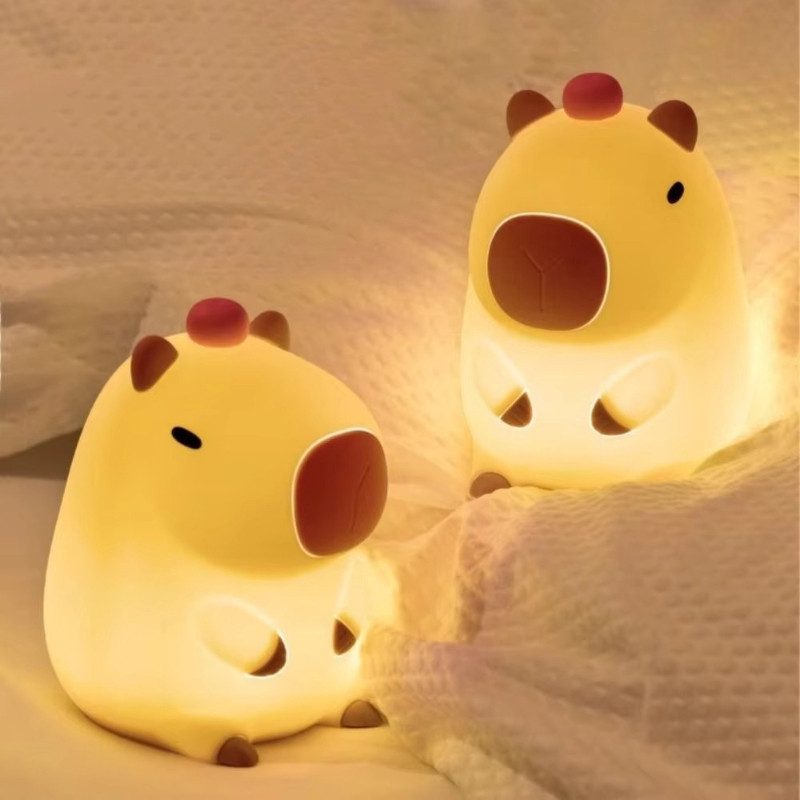 Đèn Ngủ Capybara 7 Màu, Chất Liệu Silicone An Toàn, Sạc USB, Dùng Làm Đèn Ngủ, Đèn Bàn, Trang Trí Phòng Khách