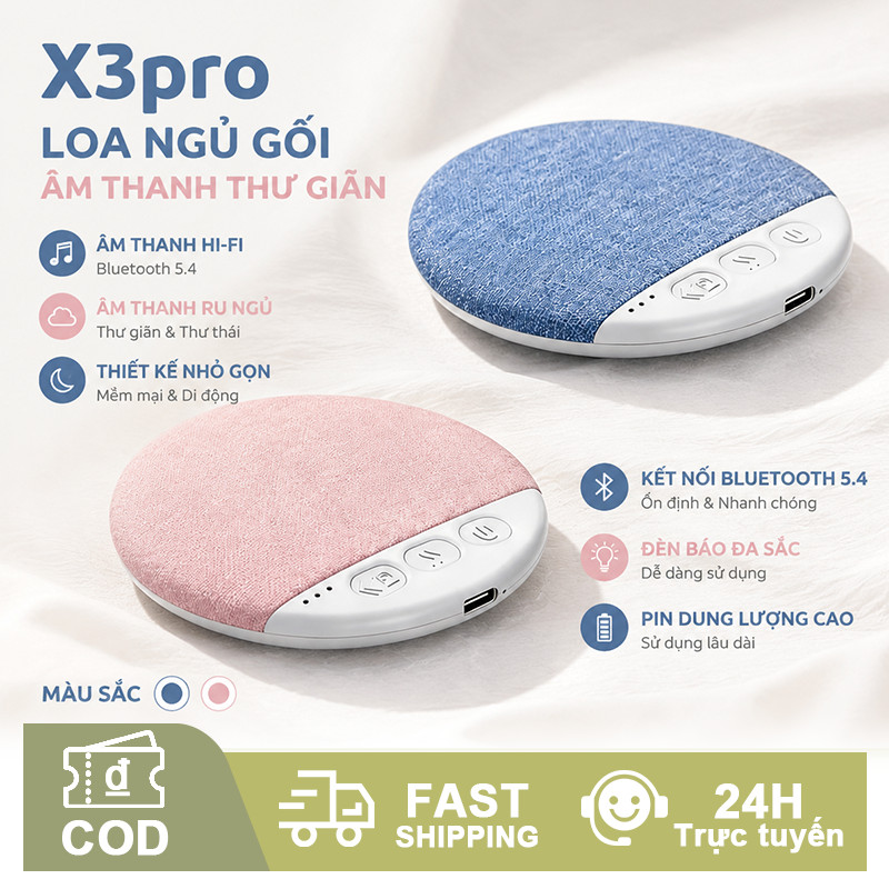 Loa ngủ dưới gối x3pro Bluetooth 5.4 siêu mỏng Hifi tích hợp tiếng ồn trắng hẹn giờ hỗ trợ ngủ