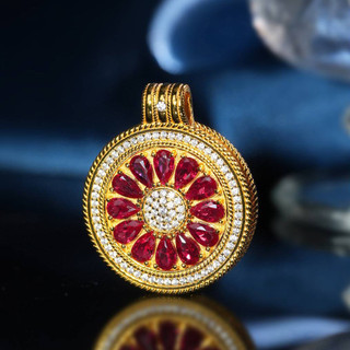 Châu Âu Mỹ ins Phong Cách Mới Đỏ Corundum Rainbow Một Mặt La Bàn Vòng Cổ Nữ