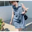 Phiên bản Hàn Quốc Đầm Denim không tay giảm tuổi cổ điển dành cho nữ Mùa hè 2026 Phong cách mới kiểu Pháp dáng rộng mỏng hơn Váy ngắn muối