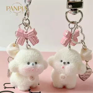 PNPIA- Hoạt Hình Dễ Thương Động Vật Đáng Yêu Floing Gấu Con Chó Con Nơ Đính Hạt Móc Khóa Mặt Dây Chuyền Bapa Túi Trang Trí Dây Xích Điện Thoại Cặp Đôi Quà Tặng