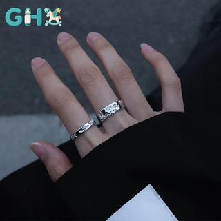 GHX 2 Chiếc Vintage Cặp Đôi Nhẫn Mở Knule Retro Màu Bạc Unisex Hợp Thời Trang Nhẫn Trang Sức Dành Cho Nữ Bộ Nhẫn Thời Trang VN