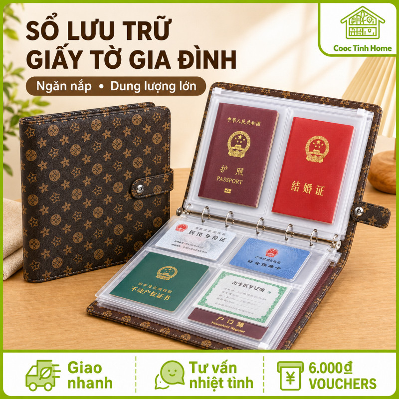 Túi Đựng Giấy Tờ Lật Trang Tiện Lợi - Siêu Dung Lượng, Chống Nước, Trong Suốt Để Bảo Vệ Hộ Khẩu, Bằng Cấp