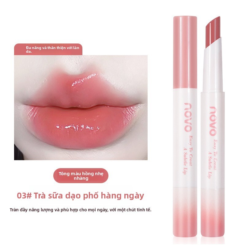 Son dưỡng bóng NOVO - 【Lâu trôi, không phai】, chất son ẩm mượt, tôn da sáng, cho đôi môi căng mọng tự nhiên