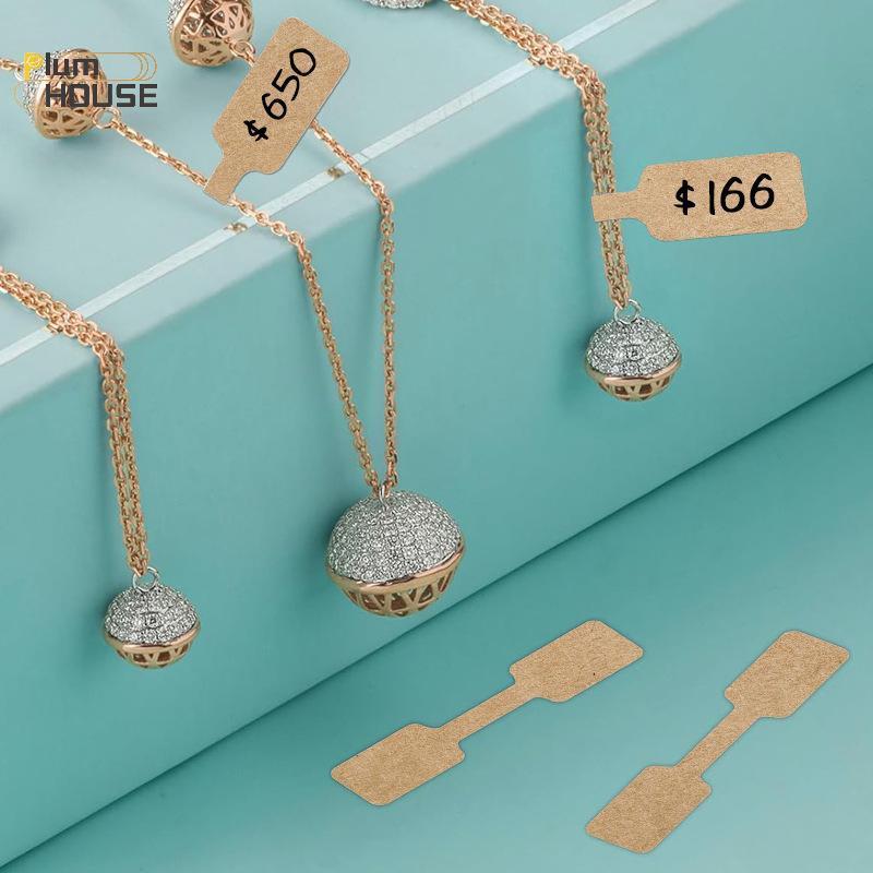 PlumHOUSE 500 Cái / Cuộn Giá Stiers Trang Sức Giá Thẻ Tự Dính Trắng nk Stier Giấy Kraft Vòng Nelace Bông Tai Giá Nhãn VN