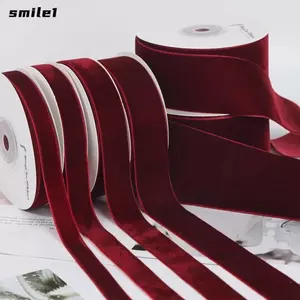 Ruy băng nhung SMILE, Ruy băng gói 5 thước một mặt, Handmade DIY 6 / 10 / 15 / 20 / 25 / 40mm Ruy băng nơ hoa