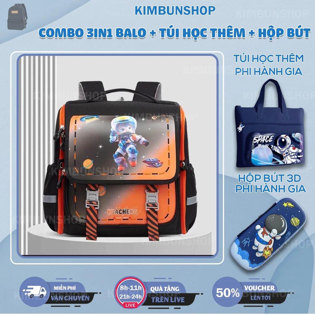 COMBO 3IN1 Balo bản vuông siêu nhẹ,chống gù,chống nước cho bé trai,bé gái lớp 1-6 Túi học thêm + hộp bút - kimbunshop777