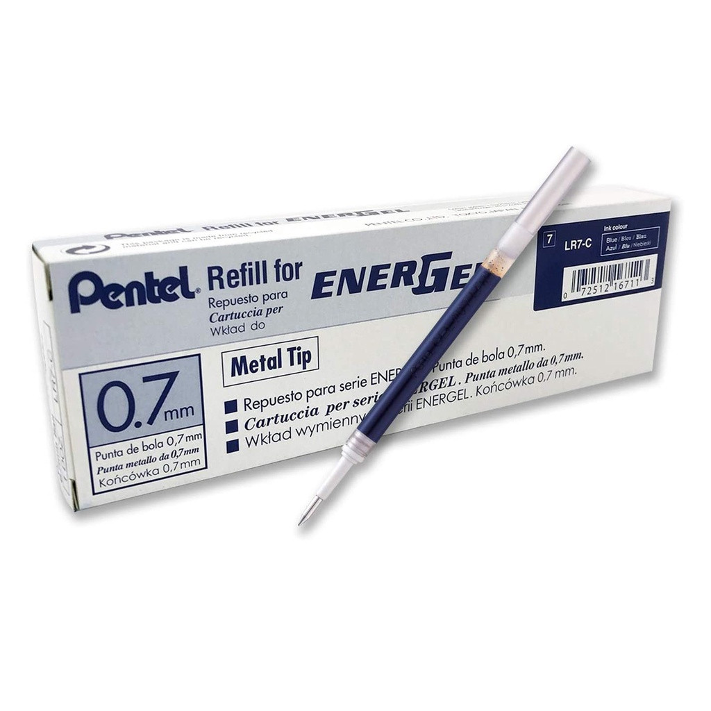 Hộp 12 ruột bút gel Pentel LR7 viết nhanh khô ngòi 0.7mm 3 màu