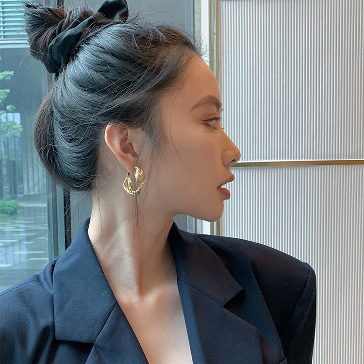 Bông tai vòng trơn nhiều lớp thời trang dành cho nữ