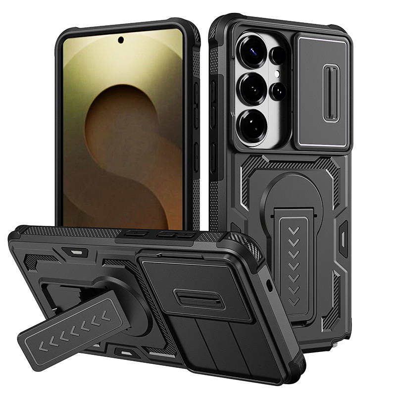 Dành Cho Samsung Galaxy S26 Ultra S25 S24 5G Giáp Chống Sốc Chắc Chắn Ốp Lưng Trượt Camera Bảo Vệ Đẩy Kéo Giá Đỡ Bao