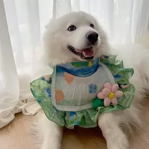 Monet Garden Series Chó Vuông Nước Bọt Khăn Nhỏ Vừa Lớn Chó Lớn Samoyed Khăn Yếm Thú Cưng
