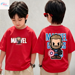 Áo Thun Trẻ Em In Hình Captain America 2 Mặt, Vải Cotton, Thời Trang Hàn Quốc, Cho Bé Trai Mùa Hè