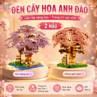 Mô hình lắp ráp cây hoa anh đào – Khối xây dựng 3D, có đèn – Đồ chơi sáng tạo, trang trí – Quà tặng cho bé
