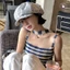Mũ nồi xếp ly sọc cổ điển - Mũ họa sĩ chống nắng mùa hè dành cho nữ Vòng tuần hoàn đầu lớn