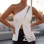Nút chéo dành cho nữ viền bất đối xứng Màu trơn Slim Fit Áo một vai không tay