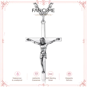 FANCIME Thánh Giá Vòng Cổ Chữ Thập Đánh Bóng Thánh Giá Vòng Cổ Bạc Sterling Trang Sức Mỹ Quà Tặng Cho Nam Giới, Dây Xích Hộp Thép Không Gỉ Mạnh Mẽ Chiều Dài 24 Inch