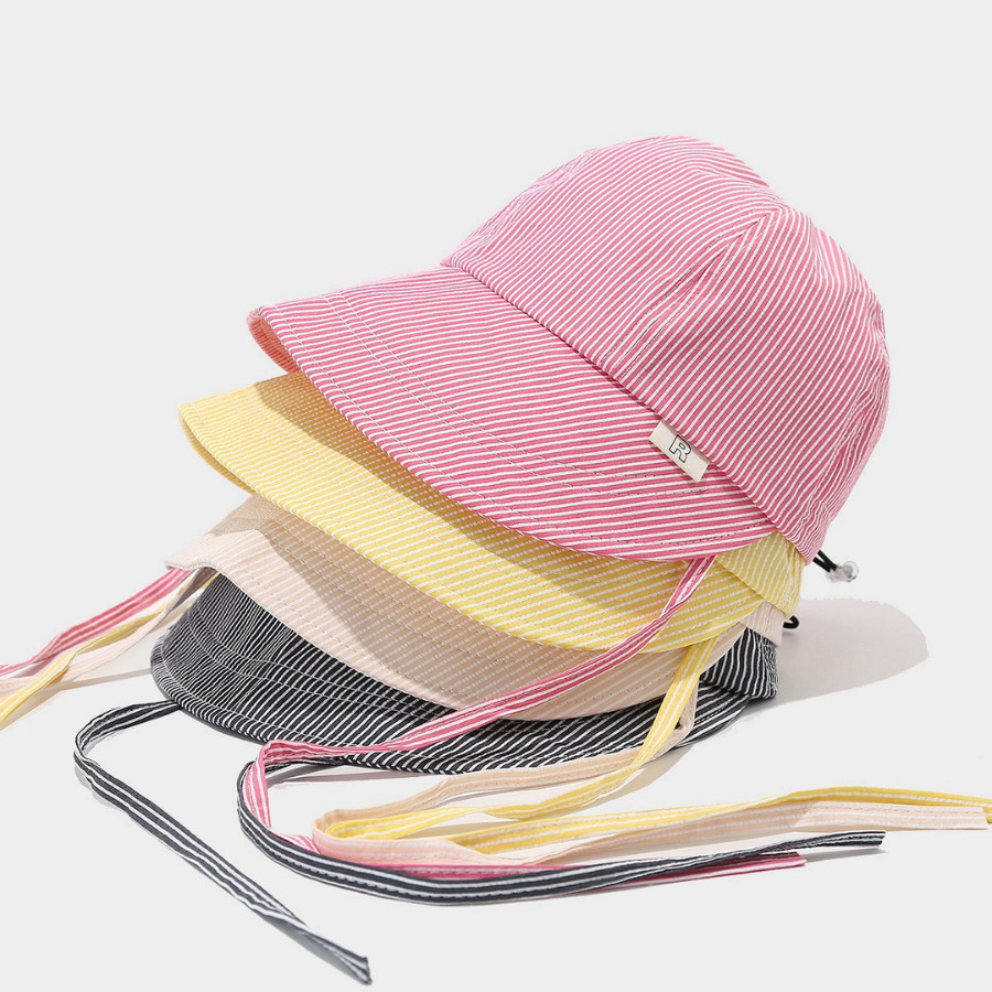 Mũ Bucket Chống Nắng HomeMate Kẻ Sọc Dễ Thương, Nón Tai Bèo Vành Rộng Có Dây Buộc Phong Cách Hàn Quốc Đi Biển Dạo Phố