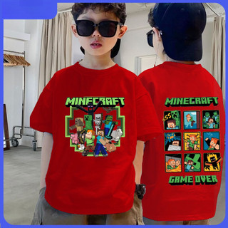 Áo thun bé trai in Minecraft mát mẻ 100% cotton cổ tròn hợp thời trang mùa hè